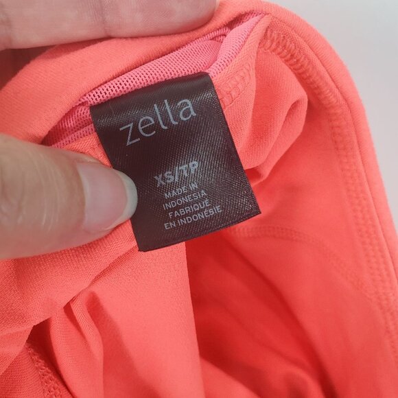 ZELLA Womens Leggings SZ XS Capri Neon Florescent Coral Pink Barbie Fitness Gym‎ - Picture 5 of 7